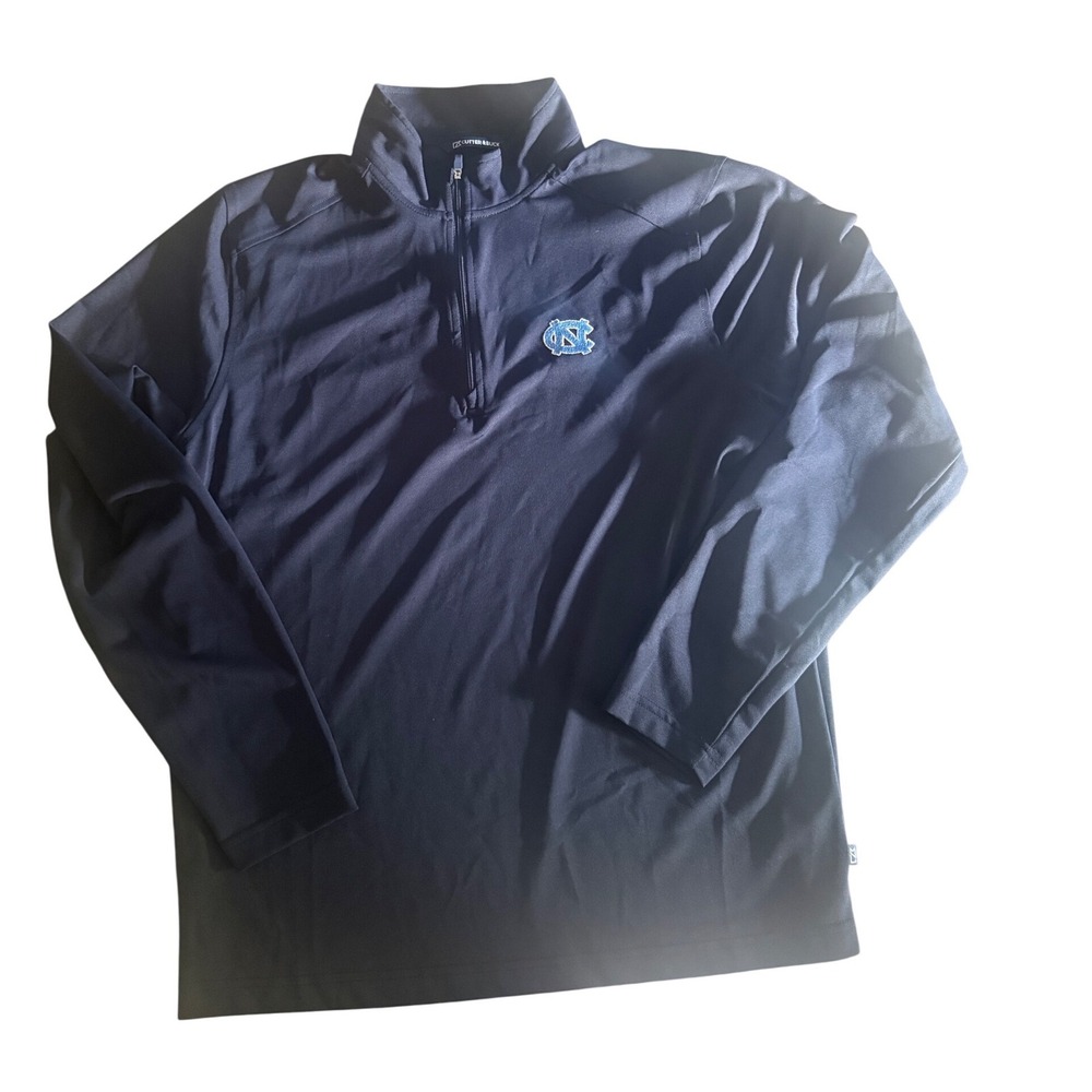 Cutter & Buck UNC Tar Heels Mens Medium Navy Blue Quarter Zip Pullover Sweater